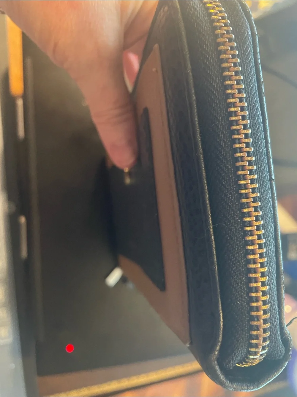 Olivia + Joy Black and Tan Wallet - Zip Closure